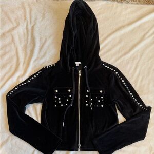 Jaded London Black Velour Studded Track Suit